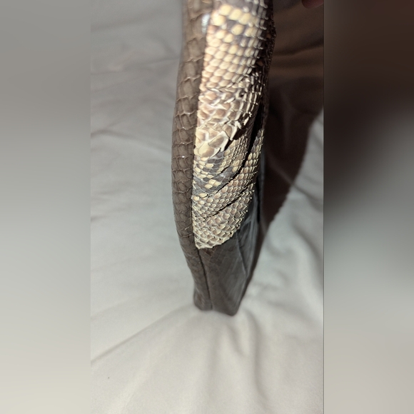 MARGOLM Italy Snakeskin Clutch Gray Cream Vintage VGUC